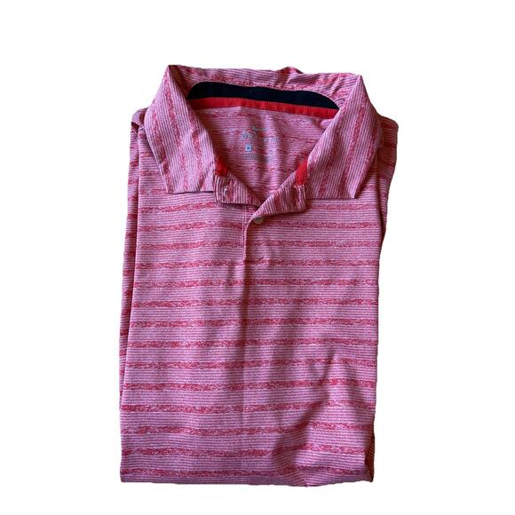 Nike Polo Shirt Mens XL Red Striped Casual Golf Rugby Performance Dri Fit Preppy - Picture 2 of 6